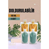 Doldurulabilir Krem Şampuan Kabı Tekrar Kullanılabilir Set 4 ADET