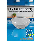 26 cm Süzgeç - Makarna Süzgeci Pirinç Meyve Süzgeci 304 Paslanmaz Çelik