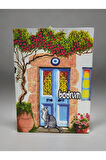 BODRUM Temalı Duvar Süsü Tablo Pano 13cm x 17 cm Yeşil-13 x 17