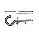 Açık Piton, Kanca, Çengel 21x80 - 100 Adet