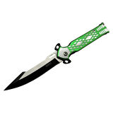 Lanmark Y18C Yeşil İnce Kamp Çakı 20 cm - Manuel, Kemerlikli, Plastik Desenli Sap