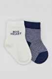 Bistyle Big Heart Penye Soket Çorap 2'Li BS10117 Lacivert