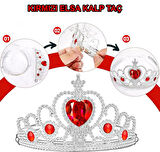 Kalp Taşlı Kırmızı Renk Karlar Ülkesi Elsa Anna Frozen Tacı