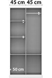 Aksu  Giyinme Dolabı - Çok Amaçlı Dolap - Gardırop 90 Cm-2 Kapaklı-2 Çekmeceli