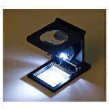 28x28 Mm Katlanır Sayaçlı Metal Lüp 2 LED Işıklı Büyüteç Tekstil TH-9005A
