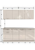 Tdesigno Rüya Hazır Mutfak Dolabı-200 Cm - Parlak Beyaz - Tezgah Dahil - Değil