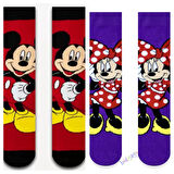 Mickey Mouse ve Minnie Mouse Desenli 2'li Arkadaş ve Sevgili Çorabı