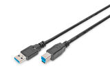 USB 3.0 Bağlantı Kablosu, USB A erkek - USB B erkek, 1.80 metre, CU, AWG 28, 2x zırhlı, UL, siyah renk