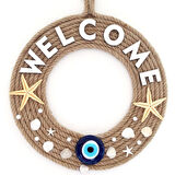 Jüt İpten Deniz Yıldızlı Nazar Boncuklu İncili Deniz Yıldızlı Welcome Yazılı Kapı Süsü