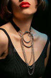 Harness Kolye, Şık Lastik Choker Harness, Halka Detaylı Tasma - APFT592