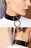 Halka Detaylı Deri Choker, Deri Tasma, Halkalı Tasma - APFT971