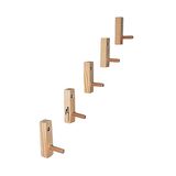 Barış Dizayn Doğal ahşap Tekli mini askılık çok amaçlı dolap duvar askısı (5li set)