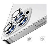 Iphone 14 Pro Max Kamera Koruyucu Lens Mercek Metal Çerçeveli 3lü Set Gümüş Gri Silver