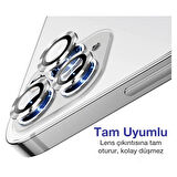 Iphone 14 Pro Max Kamera Koruyucu Lens Mercek Metal Çerçeveli 3lü Set Gümüş Gri Silver