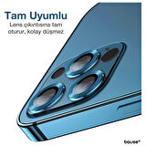 Iphone 14 Pro Max Kamera Koruyucu Lens Mercek Metal Çerçeveli 3lü Set Mavi Blue