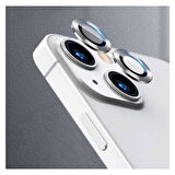 Iphone 14 Kamera Koruyucu Lens Mercek Metal Çerçeveli 2li Set Gümüş Gri Silver