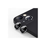 Iphone 14 Kamera Koruyucu Lens Mercek Metal Çerçeveli 2li Set Siyah Black