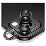 Iphone 14 Kamera Koruyucu Lens Mercek Metal Çerçeveli 2li Set Siyah Black
