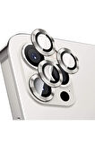 Iphone 11 Pro Uyumlu Kamera Koruyucu Lens Mercek Metal Çerçeveli 3lü Set Gümüş Gri-silver