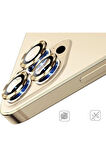 Iphone 11 Pro Max Uyumlu  Kamera Koruyucu Lens Mercek Metal Çerçeveli 3lü Set Gold Altın