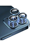 Iphone 11 Pro Max Uyumlu Kamera Koruyucu Lens Mercek Metal Çerçeveli 3lü Set Mavi Blue