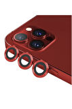 Iphone 11 Pro Max Uyumlu Kamera Koruyucu Lens Mercek Metal Çerçeveli 3lü Set Kırmızı Red