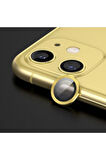 Iphone 12 Mini Uyumlu Kamera Koruyucu Lens Mercek Metal Çerçeveli 2li Set Gold Altın