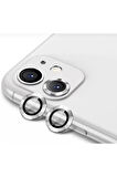 Iphone 12 Kamera Koruyucu Lens Mercek Metal Çerçeveli 2li Set Gümüş Gri Silver Uyumlu