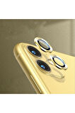 Iphone 12  Uyumlu Kamera Koruyucu Lens Mercek Metal Çerçeveli 2li Set Gold Altın