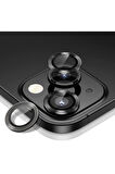 Iphone 13 Uyumlu Kamera Koruyucu Lens Mercek Metal Çerçeveli 2'li Set Siyah Black