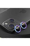 Iphone 13  Uyumlu Kamera Koruyucu Lens Mercek Metal Çerçeveli 2li Set Mavi Blue
