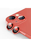 Iphone 13 Kamera Koruyucu Lens Mercek Metal Çerçeveli 2li Set Kırmızı Red Uyumlu
