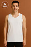 Beyaz Askılı Erkek Atlet Premium 5 Adet %100 Pamuk