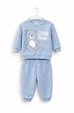 Unisex Bebek Mavi Little Bear Baskılı %100 Pamuk 2’li Üst Alt Takım