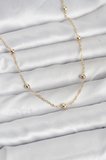 Cm 14K Gold Renk Pirinç Top Zincirli 60 Cm Kadın Kolye