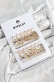 Pirinç Karışık Halka Model Gold Renk 6 Çift Kadın Küpe Set