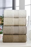 4 Lü El Yüz Havlu Seti %100 Pamuklu Gökkuşağı 50X85 Cm Kahve