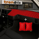 Kırmızı Renk Tofaş Şahin Doğan Kartal Alçak Ön Göğüs Torpido Kaplama Koruma Örtüsü - Kırmızı Renk Kapitone Araç Oto Yastık Aksesuar