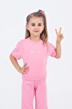 Kız Çocuk İspanyol Paça Düz Crop Model Kısa Kollu  Yazlık Basic Takım 2-5 yaş