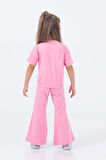 Kız Çocuk İspanyol Paça Düz Crop Model Kısa Kollu  Yazlık Basic Takım 2-5 yaş