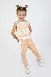 Kız Çocuk Baby Desen Fileli Kolsuz Yazlık Basic Takım 2-5 yaş