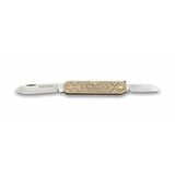 61804 Pirinç İşlemeli Sürmene Çakısı 5,5 / 3,5 cm - Çift Bıçaklı