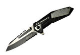 4172 Gri Kamp Çakı 21cm - Yarı Otomatik, Kemerlikli, Testere Detaylı