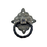 Antika Tarz Dekoratif Pirinç Mobilya Kulbu, Kapı Kilit Halkası - 94x97 mm, Büyük, Oksit