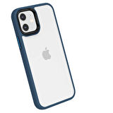 İPHONE 11 YANLARI RENKLİ SİLİKON PARLAK ARKA YÜZEYLİ  TİGER HİBRİT KAPAK MAVİ