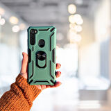 XİAOMİ REDMİ NOTE 8 YÜZÜKLÜ STANDLI  TANK KILIF  (ARMOR MILITARY CASE)  YEŞİL