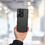 XİAOMİ REDMİ NOTE 12 5G  ARKASI BUZLU ŞEFFAF HASSAS DÜĞME KAMERA ÇIKINTILI SERT MAT PERFECT SİYAH
