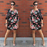 leyla sanat sanata yeni bir bakış açısı Kadın Uzun Kollu Bisiklet Yaka Dalgıç Mini Boy Elbise