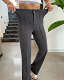 leyla sanat sanata yeni bir bakış açısı Kadın Yüksek Bel Full Likralı Krep Kumaş Pantolon