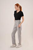 leyla sanat sanata yeni bir bakış açısı Çift Pens Detaylı Gri Pantolon